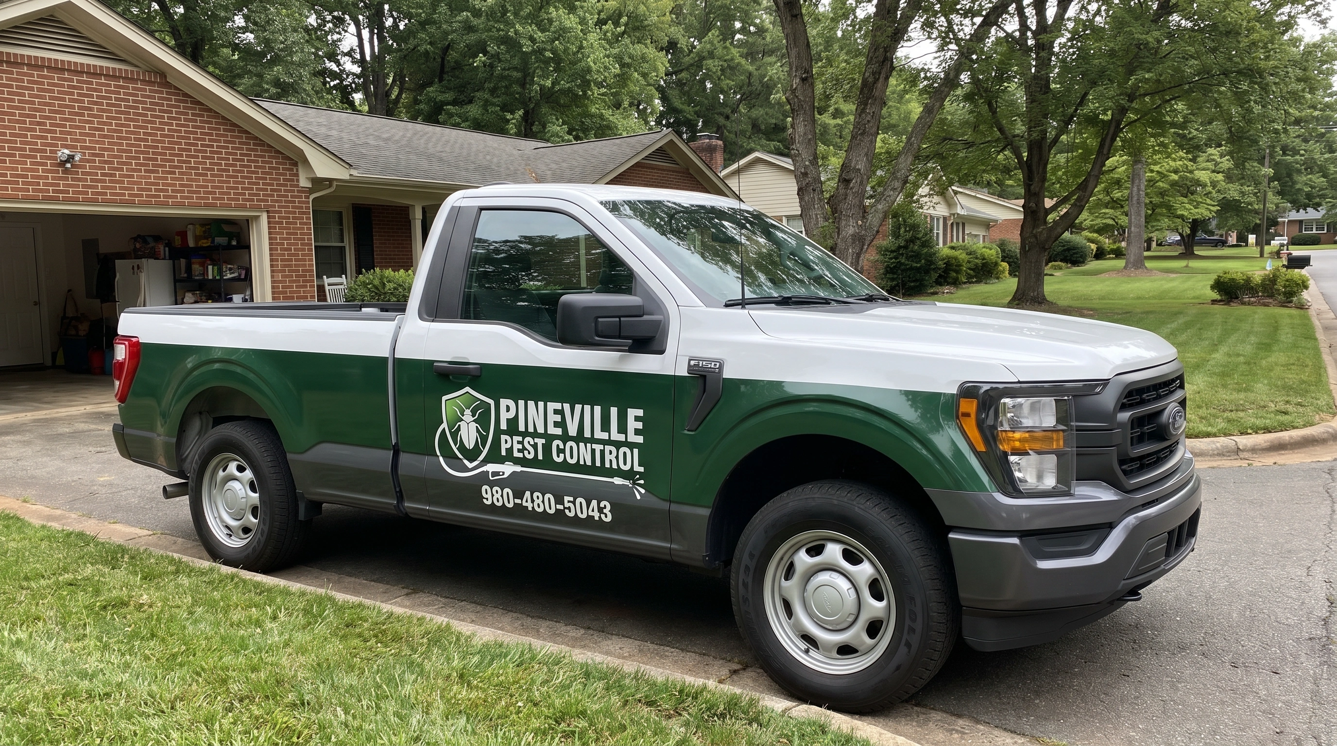 Pineville Pest Control technician treating a Charlotte area home for pests